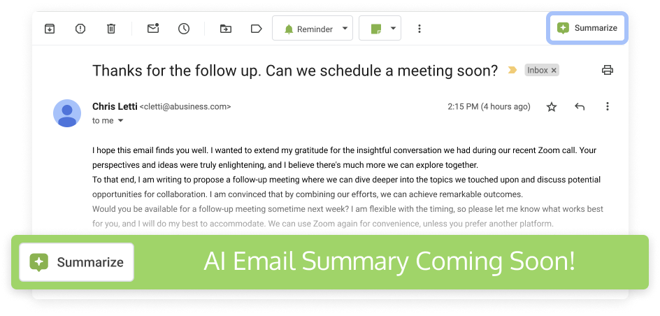 Email Summarizer tool