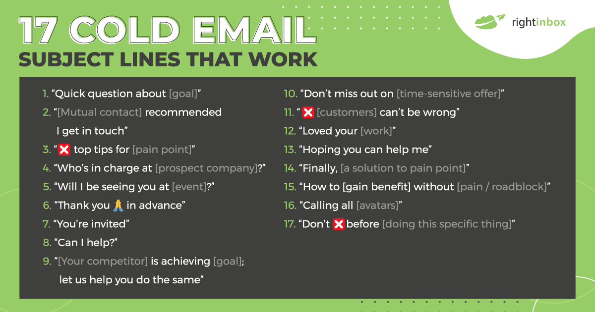 17 different cold email subject lines to use