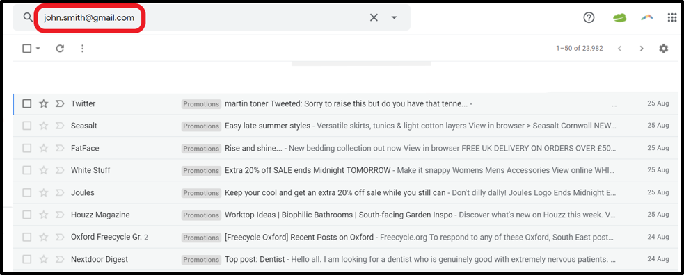 how to sort gmail emails by sender