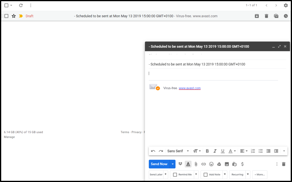 gmail schedule email to send later -boomerang -free