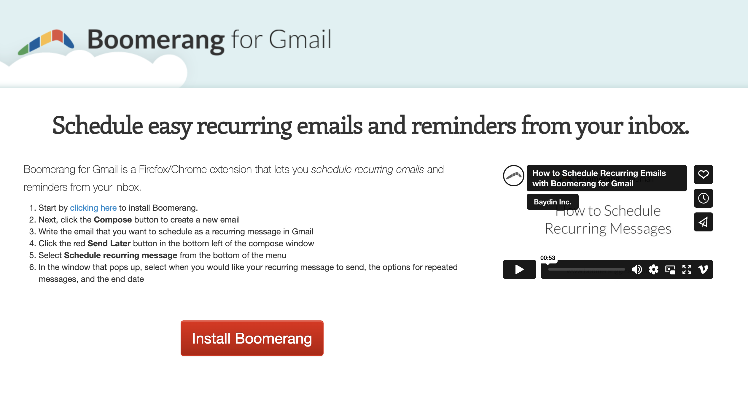 Boomerang Recurring emails