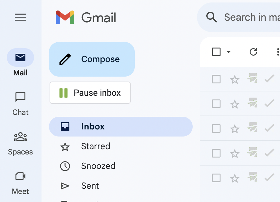 step 2 pause inbox gmail right inbox 