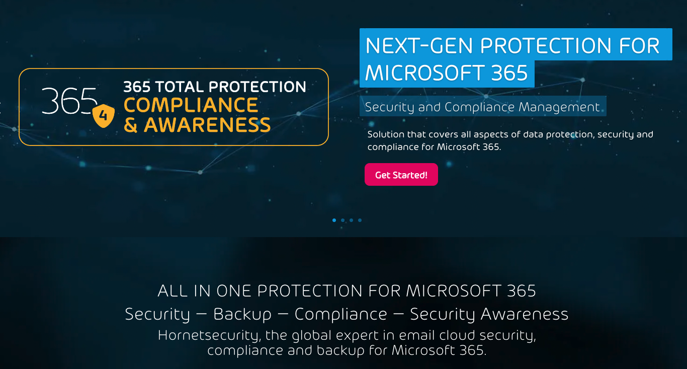 Hornet Security homepage