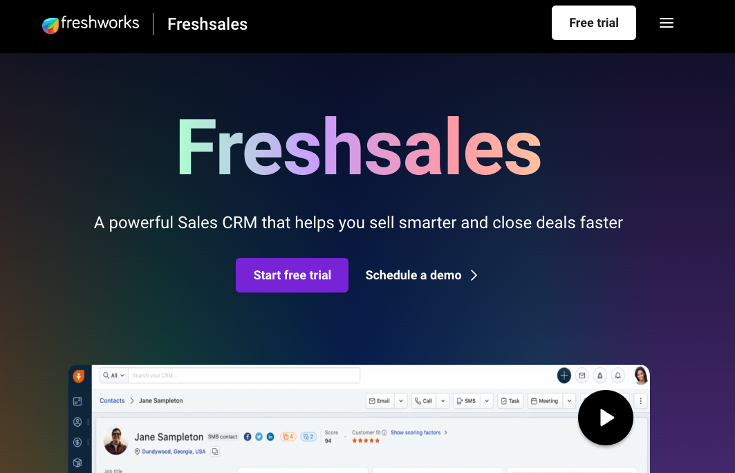 freshsales homepage