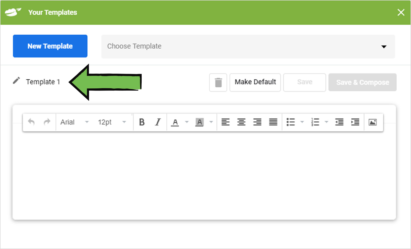 click template in right inbox
