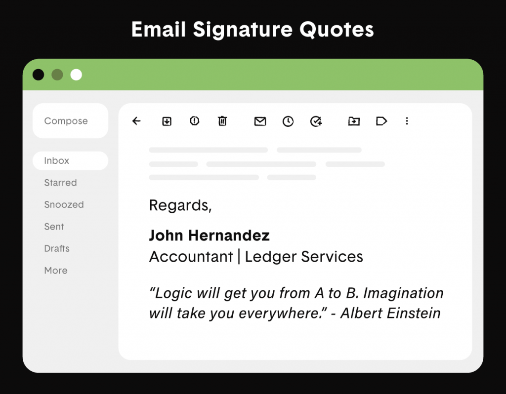 Illustrated email with a quote as the signature.