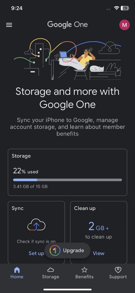 Google One mobile app screenshot