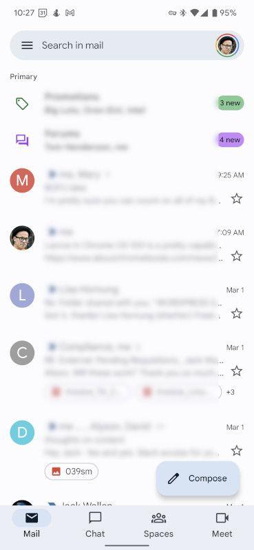 gmail mobile interface