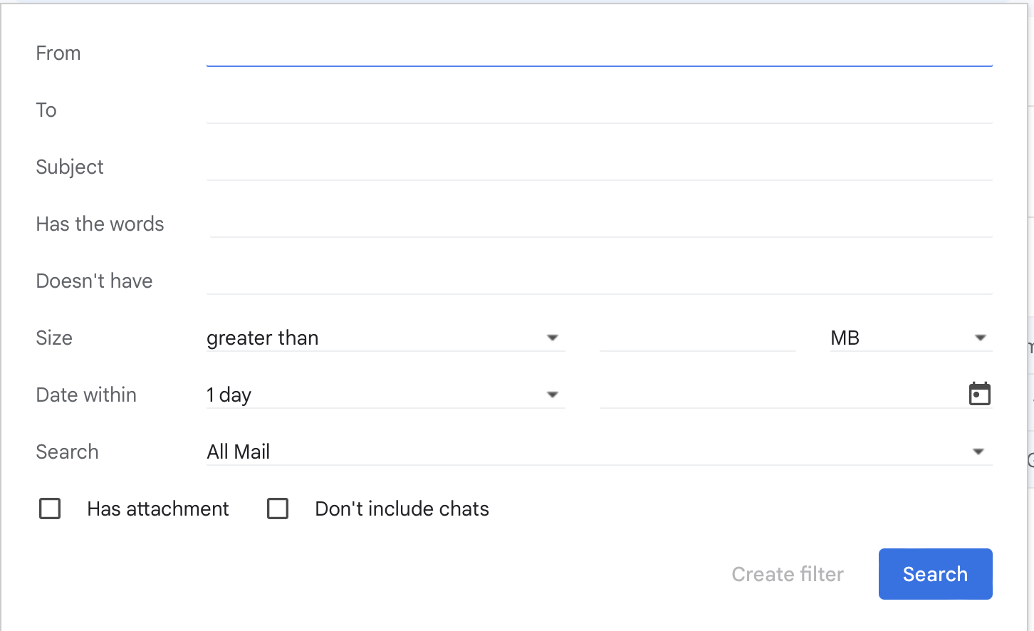 gmail search filters