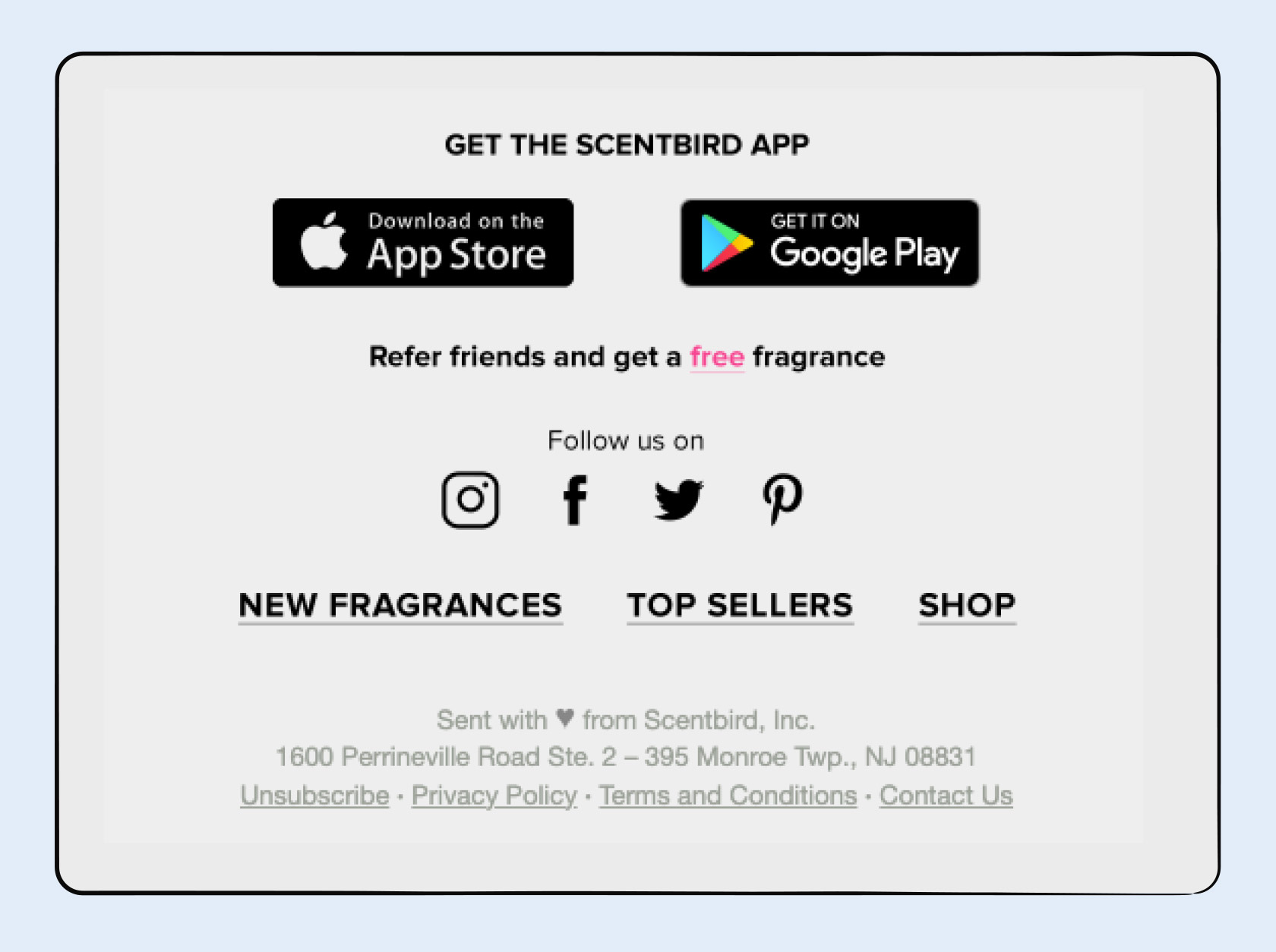 Scentbird email footer.